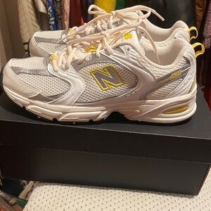New Balance White and Yellow Athletic Shoes